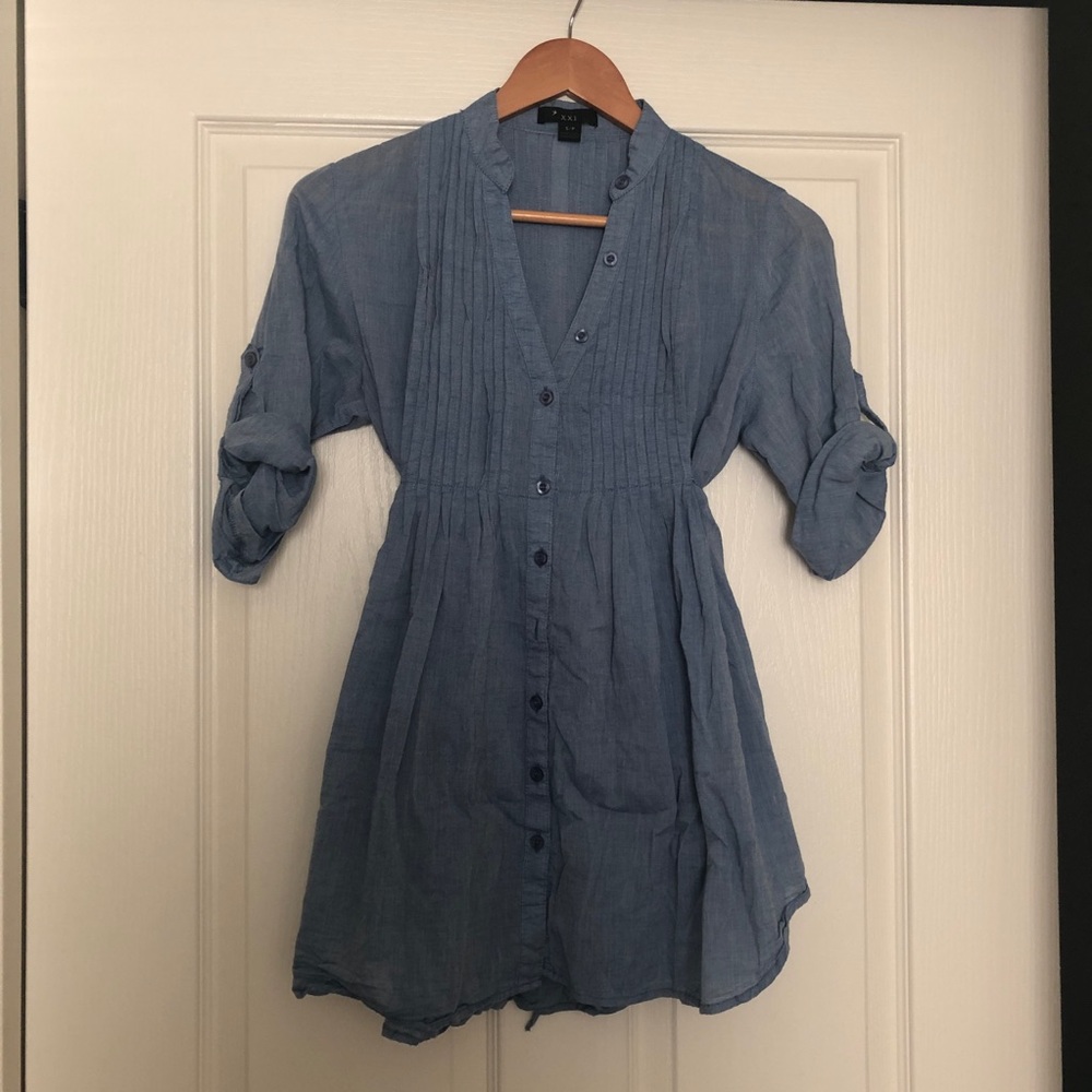 Chambray Babydoll Dress